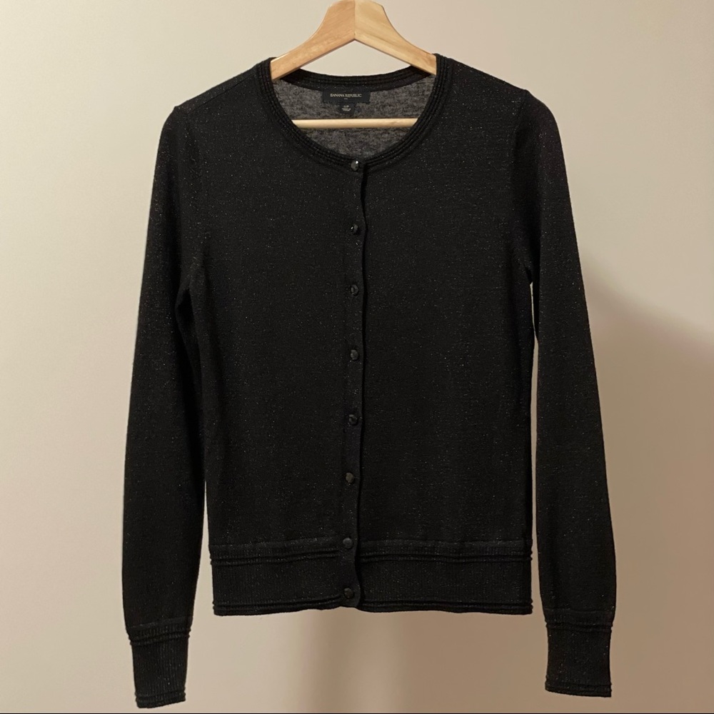 Banana Republic Cardigan in Black and Metallic with Jewelled Shaped Buttons